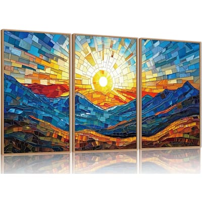 Mosaic Mountains Framed Canvas Wall Art Set