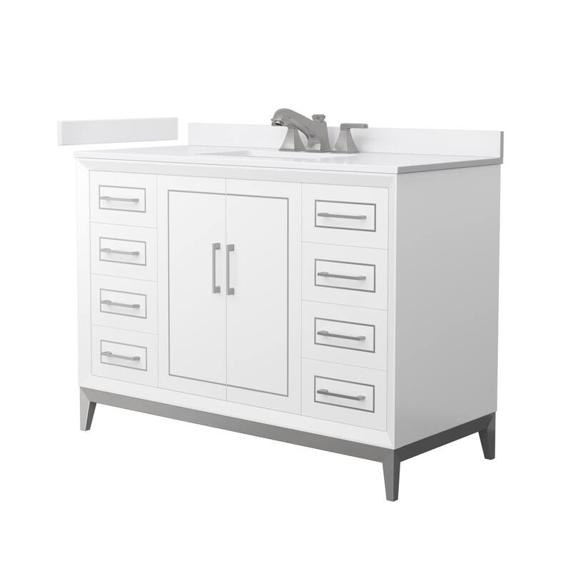 Wyndham Collection WCH5151-48S-VCA-US3MXX Marlena 48" Free Standing - White / White Cultured Marble Top / Brushed Nickel