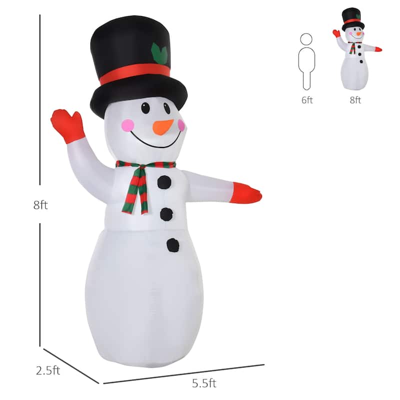 HOMCOM 8 ft. Waving Snowman Inflatable Christmas Decoration