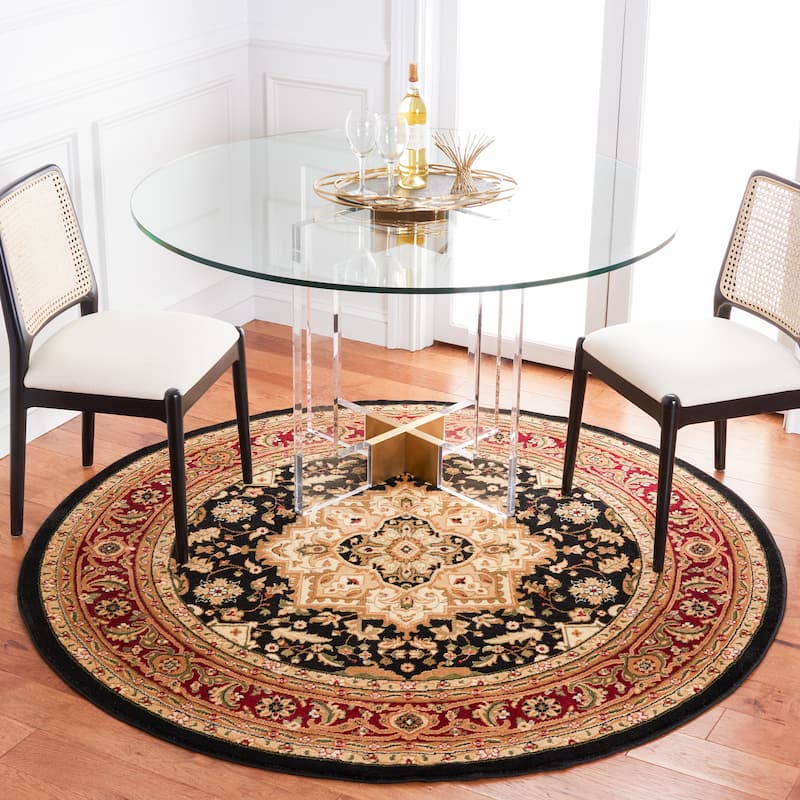 SAFAVIEH Lyndhurst Feryal Traditional Oriental Medallion Rug - 6' Round - Black/Red - Round