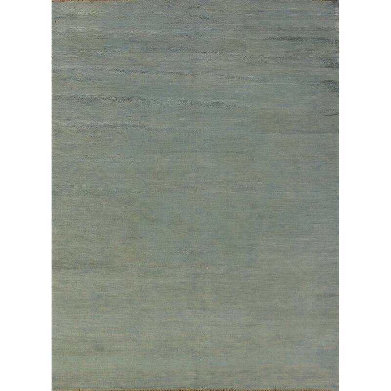 Light Green & Blue Modern Gabbeh Oriental Rug Handmade Wool Carpet - 4'8" x 6'4"