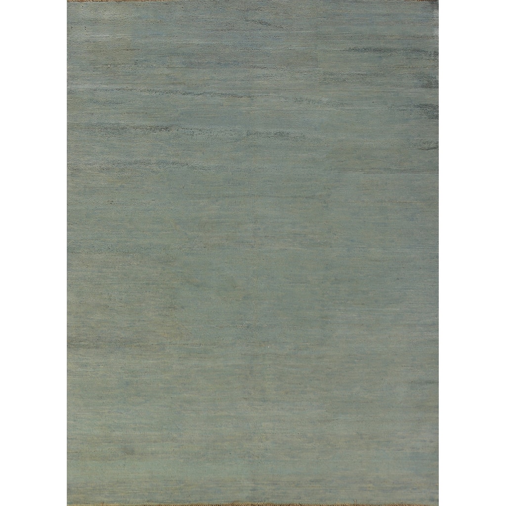 Light Green & Blue Modern Gabbeh Oriental Rug Handmade Wool Carpet - 4'8" x 6'4"