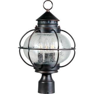 Maxim Portsmouth 16" Tall 3 Light Post Light with Seedy Glass Shade