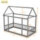 preview thumbnail 72 of 76, Pine Wood Floor Wooden Bed with House Roof Frame and Safety Guardrails