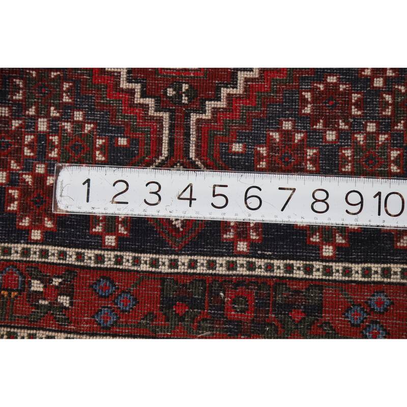 Hand Knotted Oriental 100% Wool Carpet Traditional Geometric Red Sirjan Area Rug - 4' 8'' X 3' 3''