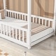 preview thumbnail 24 of 25, Twin House Bed with Guardrails, Montessori Floor Bed Frame with Roof for Kids, Wooden House-shaped Kids Bed Frame for Boys Girls