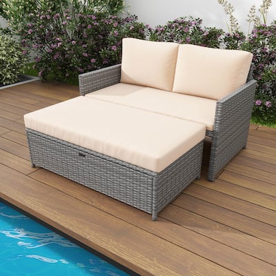 Costway 2 PCS Patio Loveseat with 31 Gal Multifunctional Storage - See Details