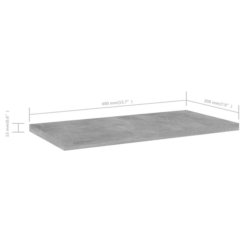 vidaXL Bookshelf Boards 4 pcs Concrete Gray 15.7"x7.9"x0.6" Chipboard