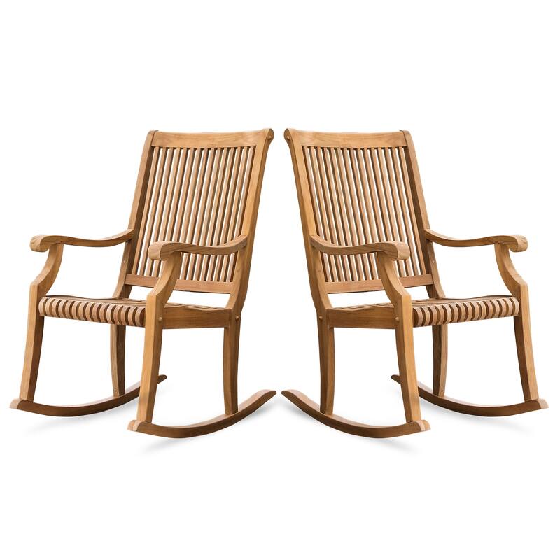 Cambridge Casual Riviera Teak Outdoor Rocking Chair Set of 2 - Natural Teak