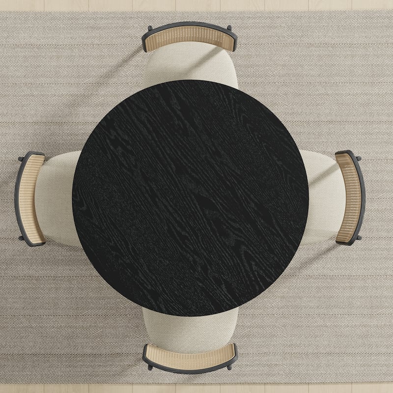 Solid Wood Farmhouse Dining Table Round Wood Top for Modern Dining Rooms & Family Gatherings