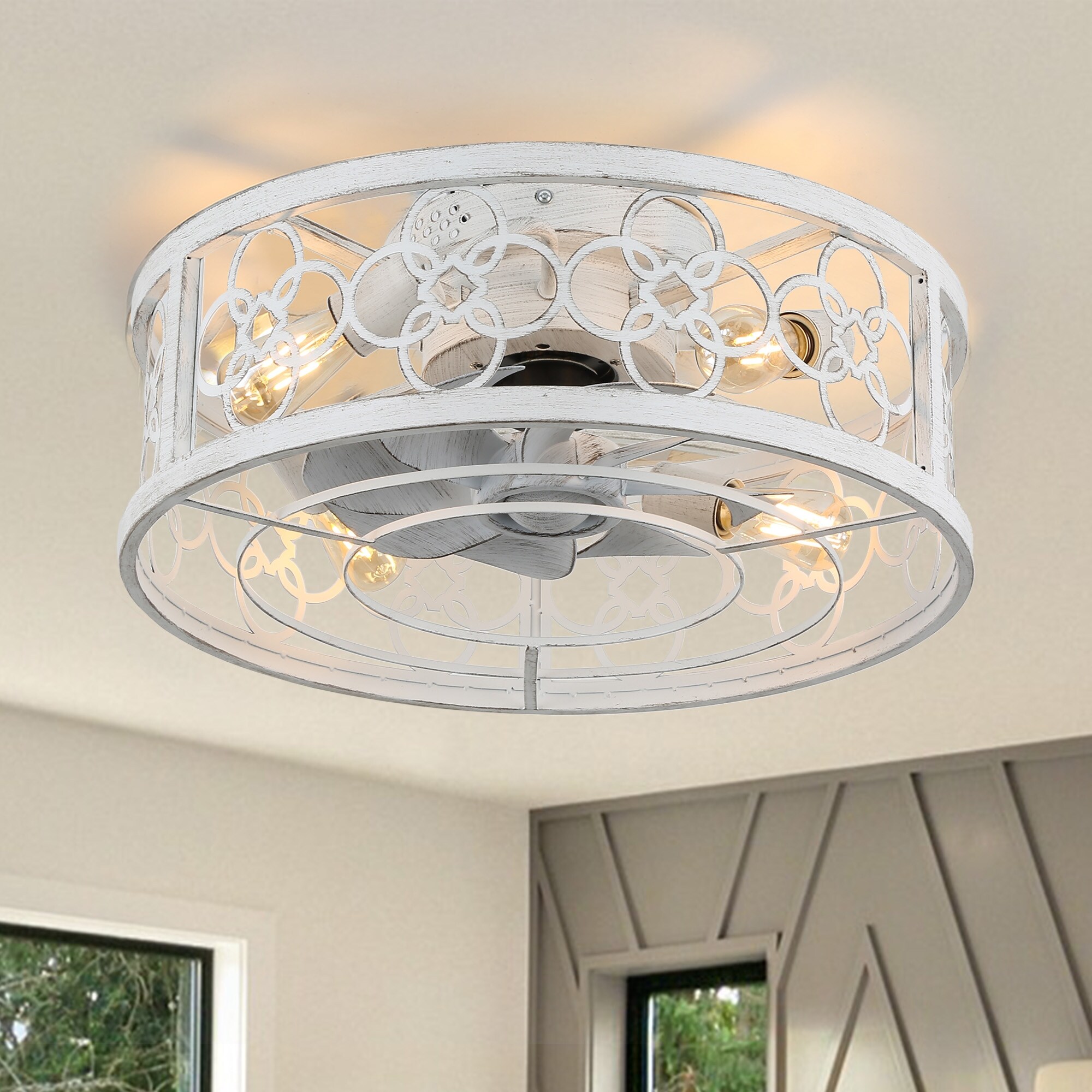 Cusp Barn 20 In Retro Distressed White Ceiling Fan Farmhouse