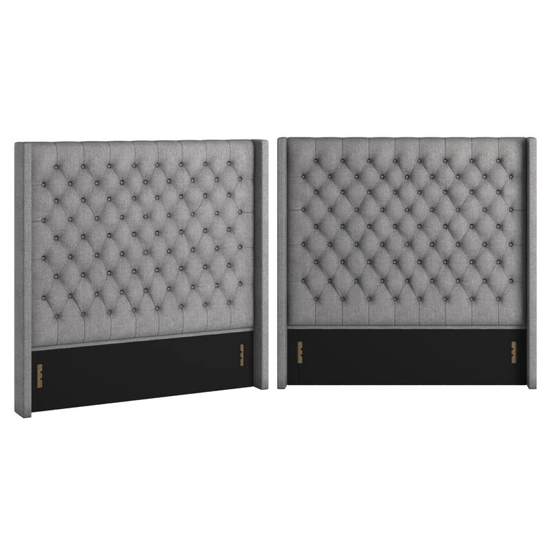 Detmold Wingback Button Tufted Linen Fabric Headboard
