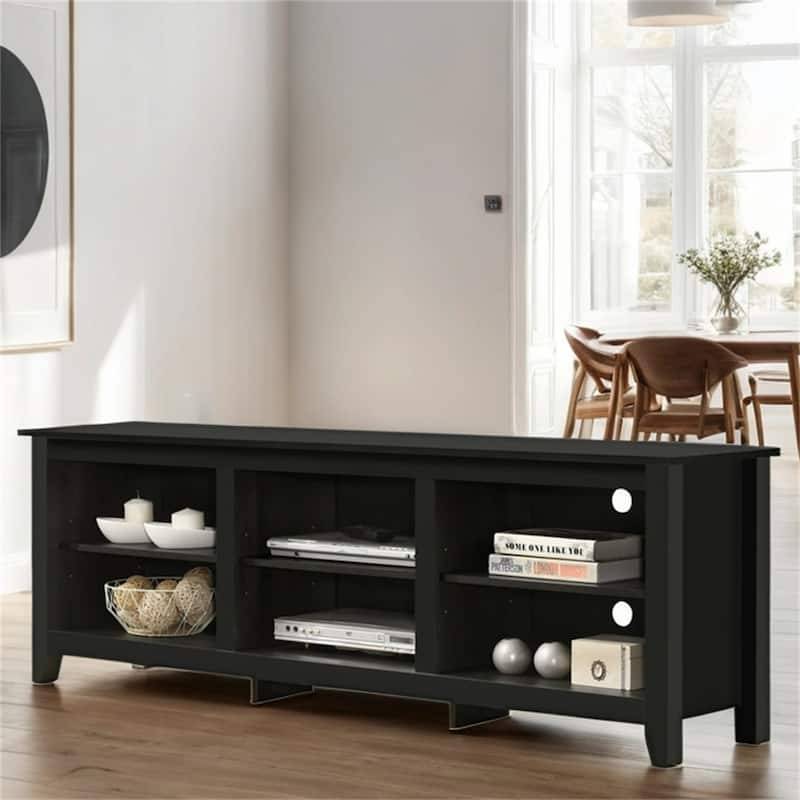 70" TV Stand with Open Shelves and Cable Management