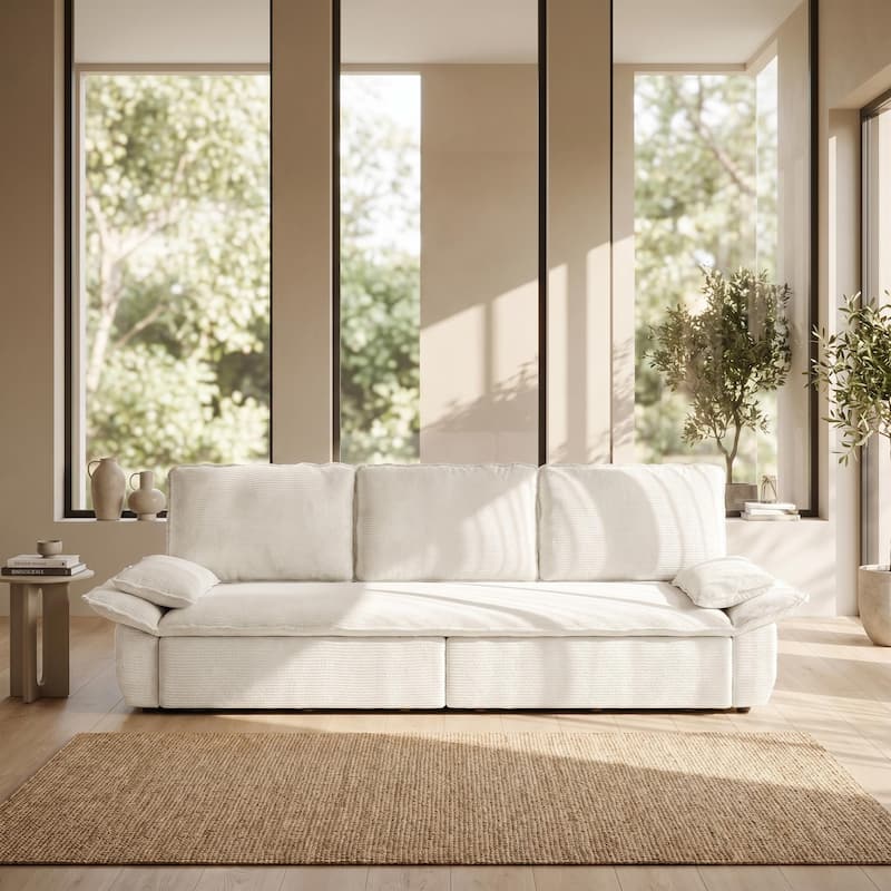 Homy Casa 73.2''/94.5" Queen/King Pull Out Sofa Bed, 3-in-1 Corduroy/Velvet Sleeper Couch