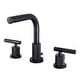 preview thumbnail 17 of 34, Kingston Brass Convergent Two-Handle 3-Hole Deck Mount Widespread Bathroom Faucet with Knurled Handle and Brass Pop-Up Drain Matte Black