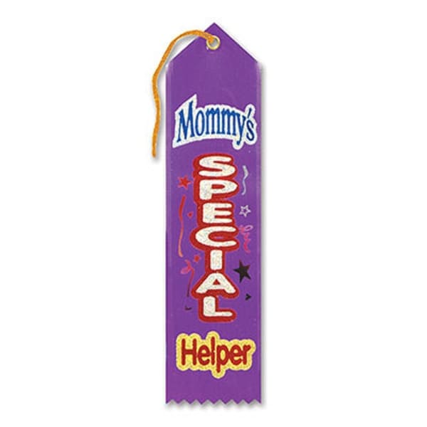 Pack of 6 Purple "Mommy's Special Helper Award" School Award Ribbon Bookmarks 8" - N/A