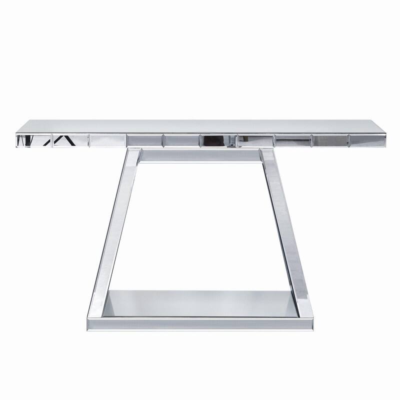 Modern 55.9" Luxe Full-Body Mirror Entryway Table with Sturdy Wooden Frame and Stylish Storage Solutions