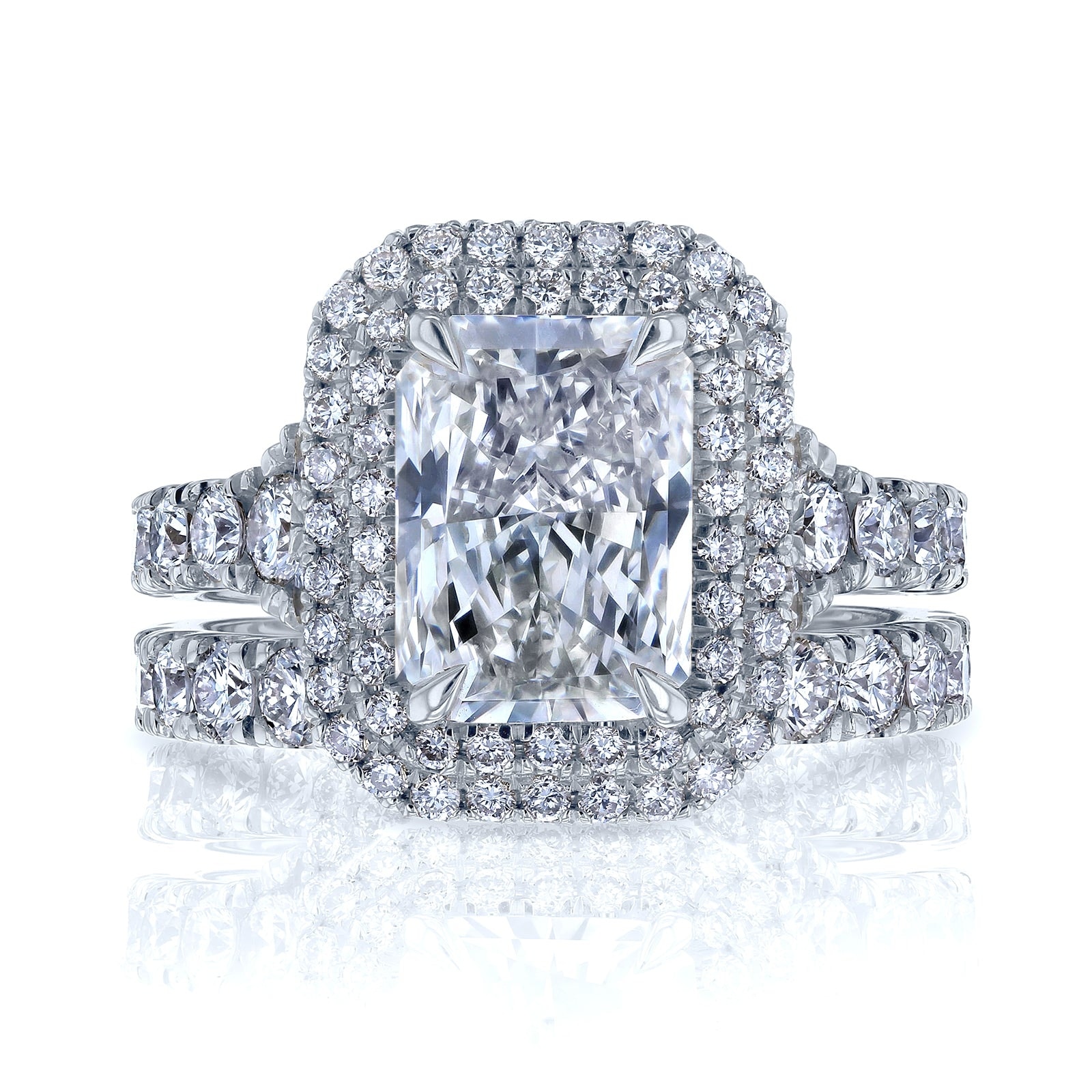 Kobelli Radiant Lab Grown Diamond 14k Solid Gold Double Halo Seoul Bridal Set (Certified, EF/VS)