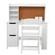 preview thumbnail 4 of 6, Wooden Study Desk and Chair Set for Kids,White Learning Table , Bulletin Board, and Cabinets , for Boys and Girls Ages 3-8