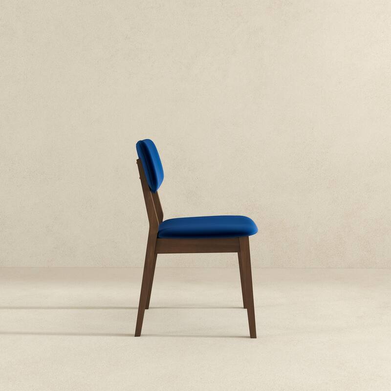 Solid Back Side Chair (Set Of 2) - Brown,Navy Blue