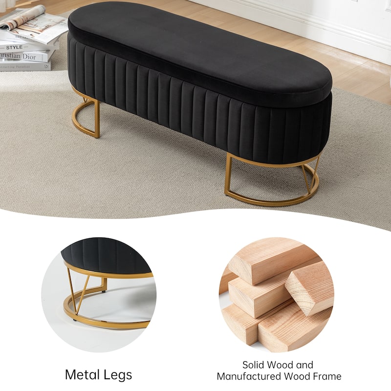 Velvet Storage Bench for Bedroom