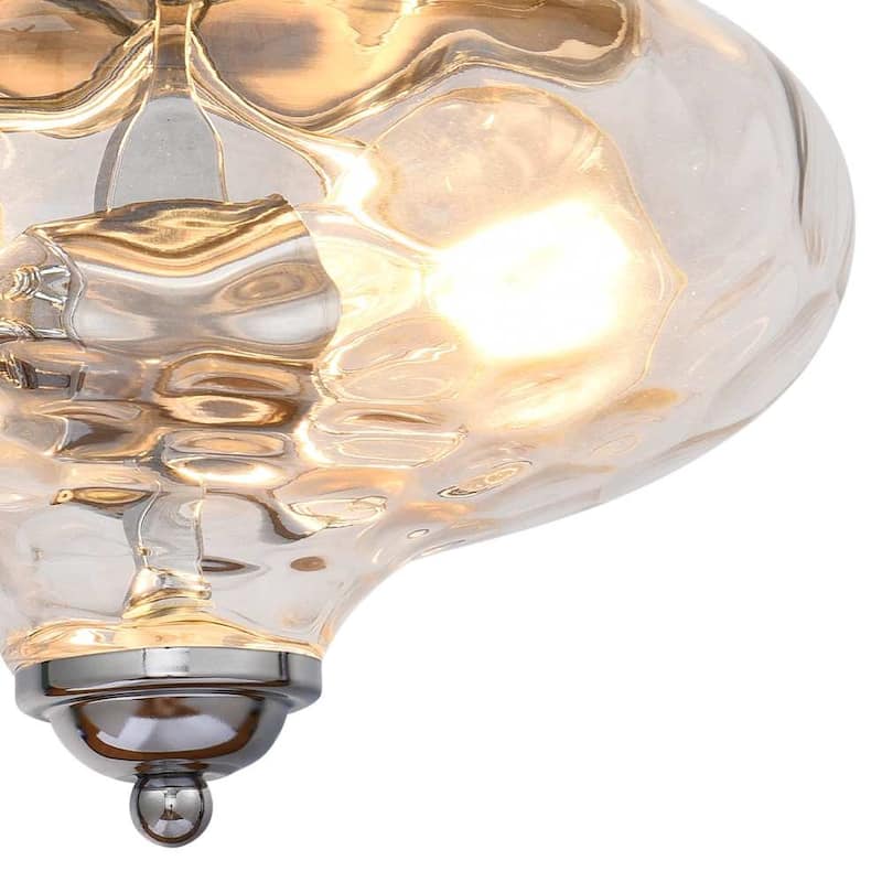 Modern Farmhouse 2-light Water Pattern Hammered Glass Flush Mount 9in