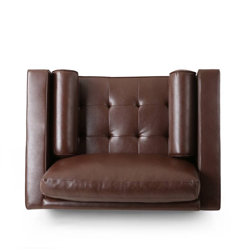 Malinta Contemporary Faux Leather Cushioned Club Chair by Christopher Knight Home