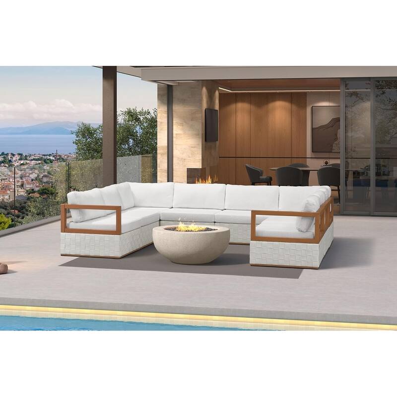 PURPLE LEAF GLFSF U-Shaped White sofa Outdoor Couch for Yard Porch Deck Patio Conversation Sets - 8 seats - U-shaped