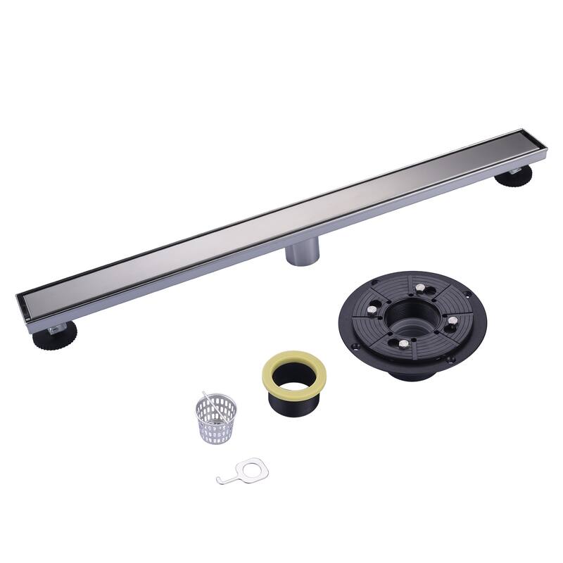 WOWOW Modern Stainless Steel Drain Trough with Removable Cover Plate - 32 in - Brushed Nickel
