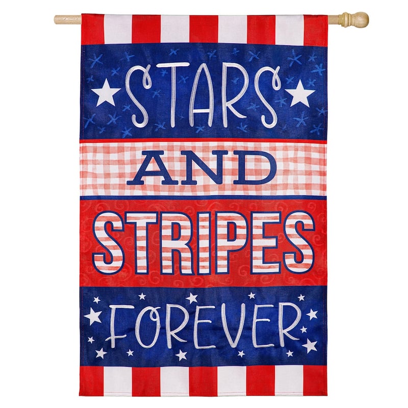 Stars and Stripes Forever Burlap House Flag