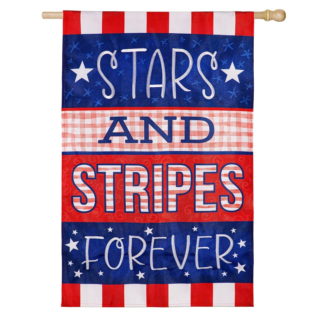 Stars and Stripes Forever Burlap House Flag