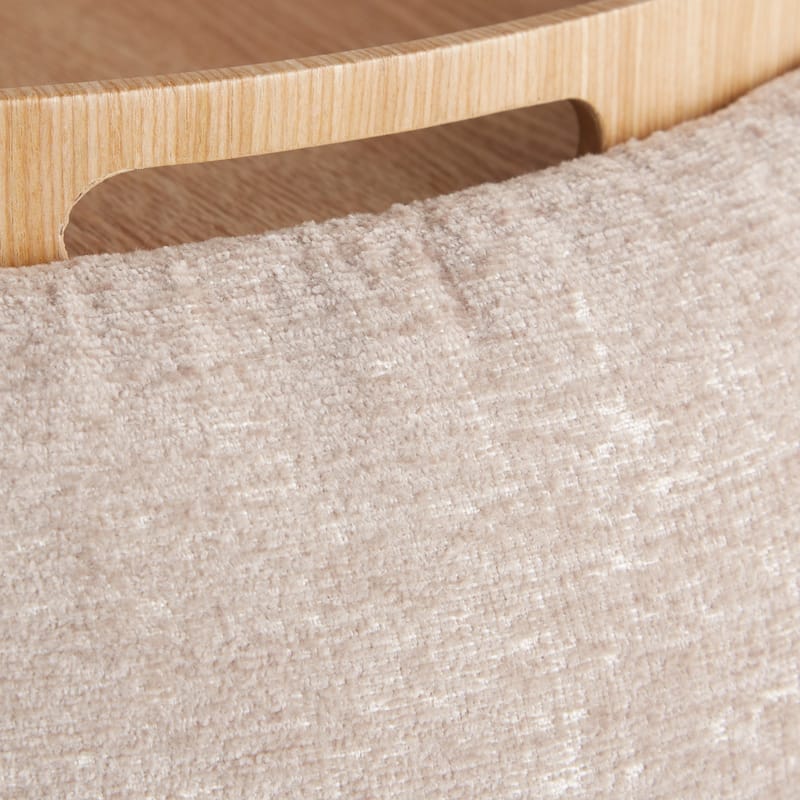 Carson Carrington Astrid Pouf with Natural Wood Tray Top