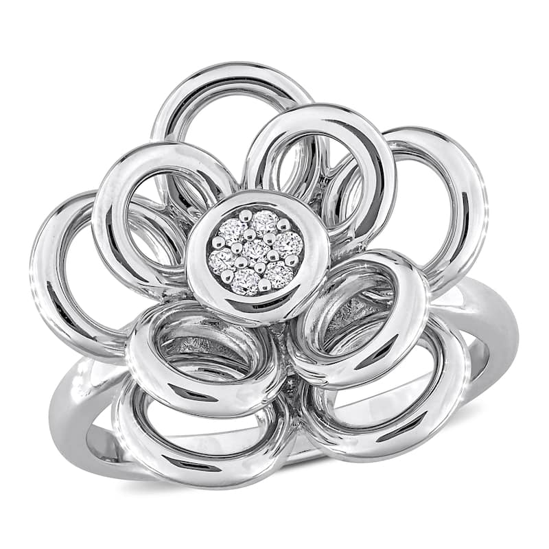 Miadora Diamond Accent Flower Ring in Sterling Silver