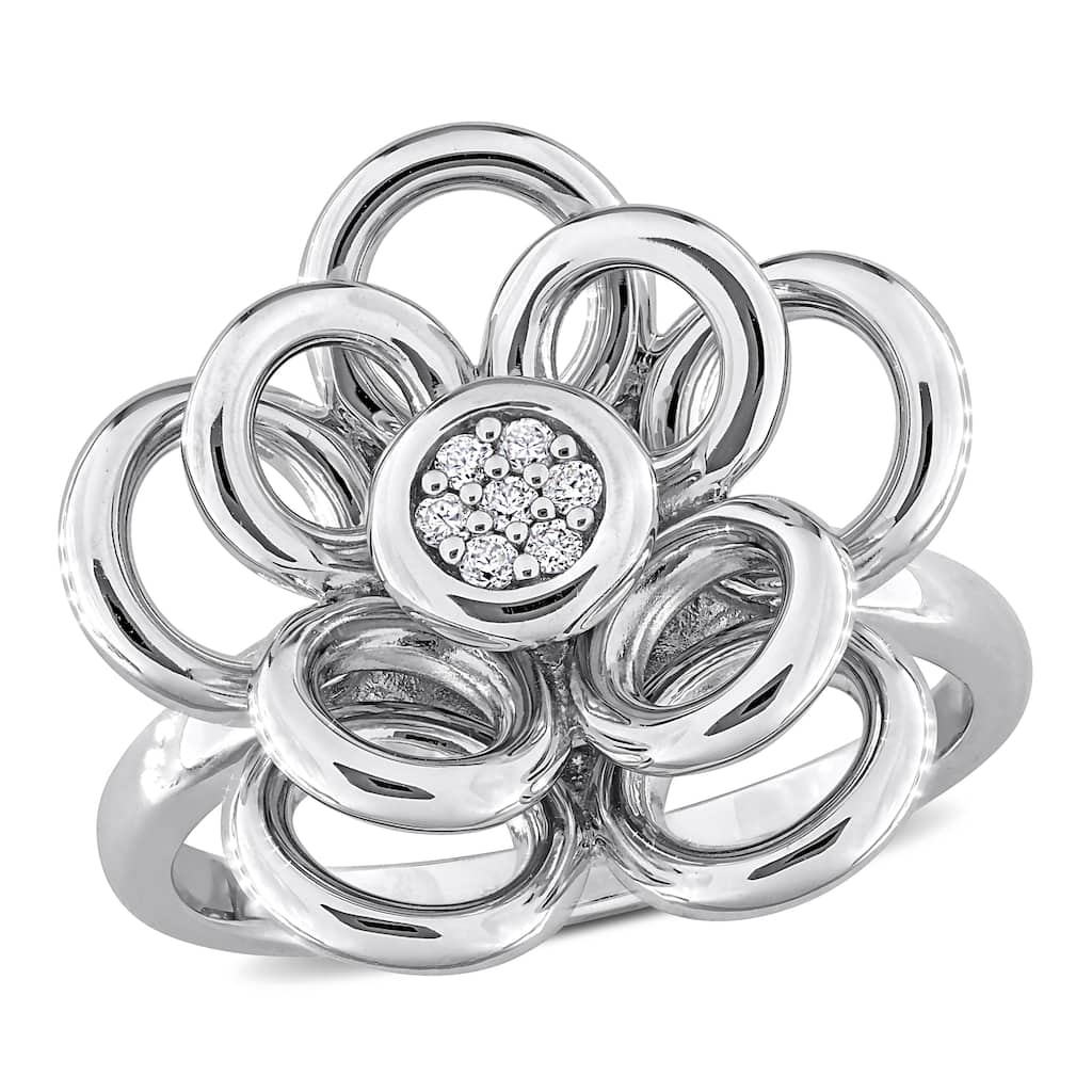 Miadora Diamond Accent Flower Ring in Sterling Silver