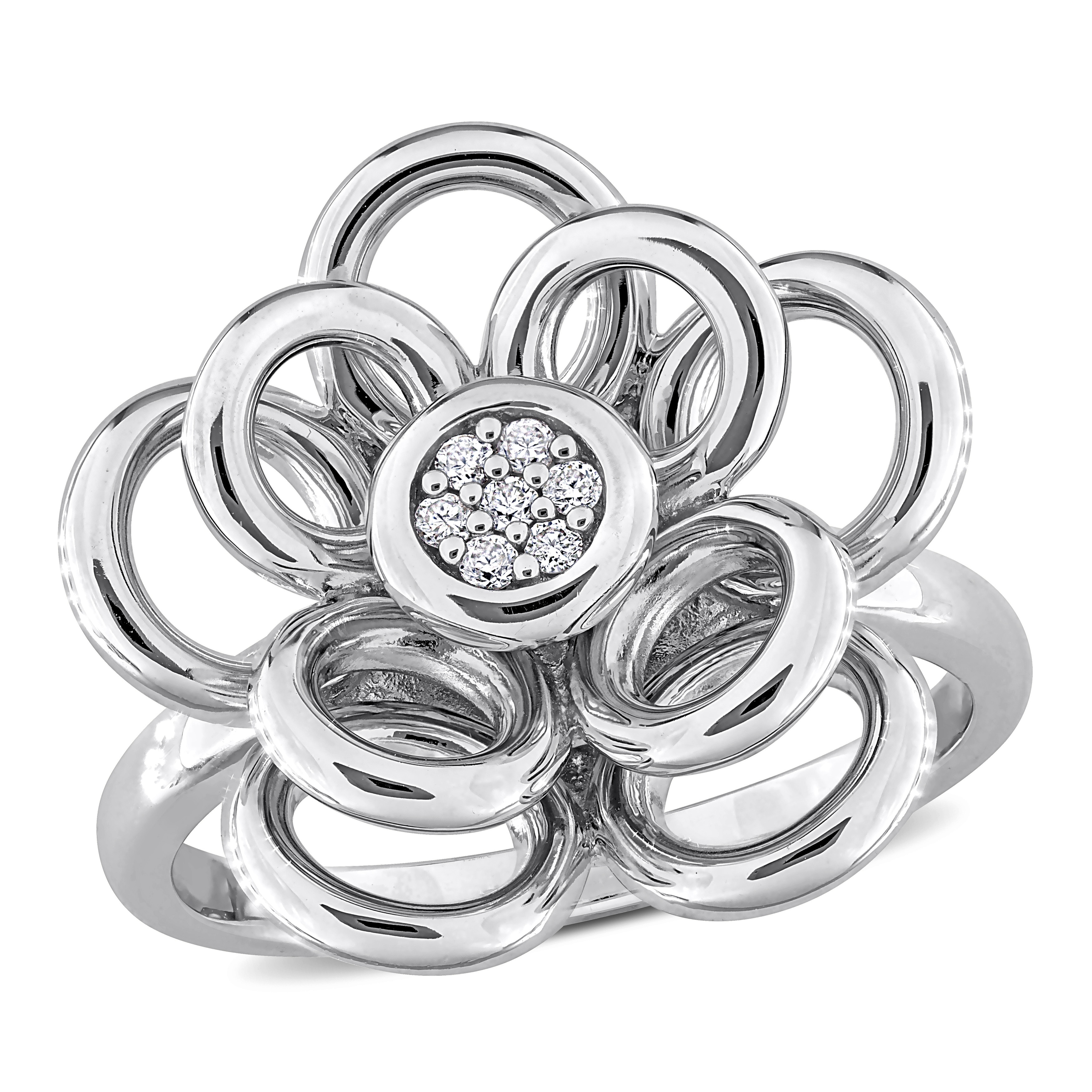Miadora Diamond Accent Flower Ring in Sterling Silver