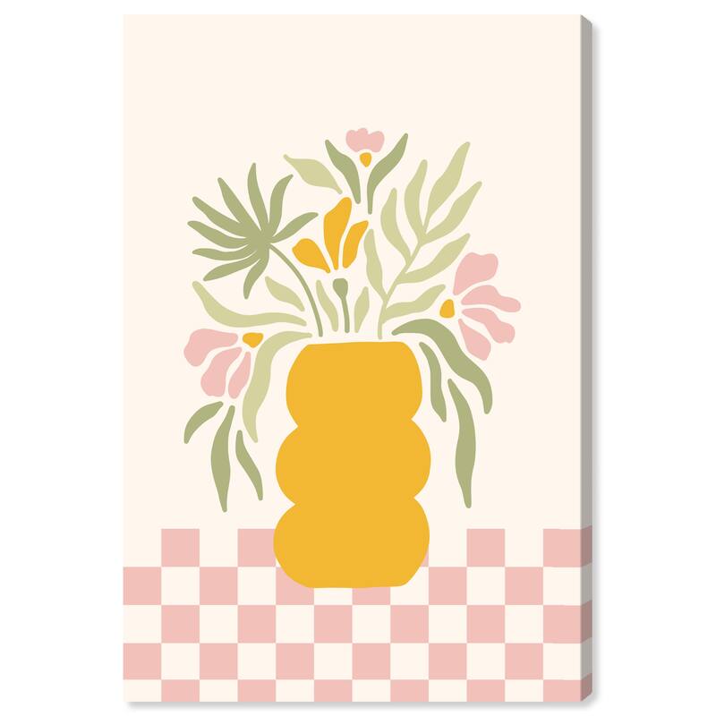 Wynwood Studio Canvas Floral and Botanical Flowers on a Tablecloth Orange Modern & Contemporary Wall Art Canvas Print - 36 x 24