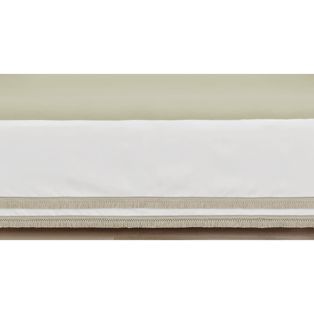 Beige Tan Fringe Girl Crib Bed Skirt for Watercolor Boho Floral Garden Flower Bohemian Farmhouse Vintage Shabby Chic Collection