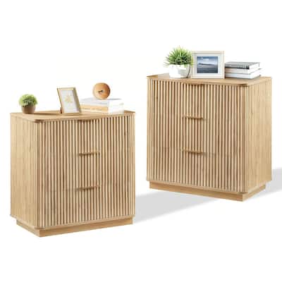 GDF Studio - Halden Modern 3-Drawer Dressers with Wave Design, Bedroom Storage Organizer (Set of 2)