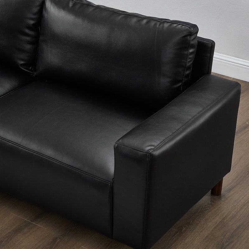 Roomfitters Modern Sectional Sofa, Comfortable L-Shaped Upholstered Couch with Solid Wooden Legs for Living Room