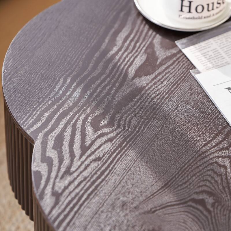 31.50" Modern Coffee Table with Storage, Flower Shaped Wood Storage Table Center Table