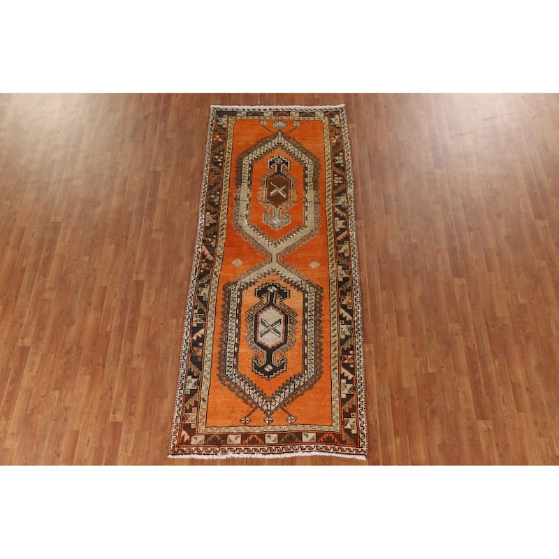 Vegetable Dye Viss Persian Vintage Runner Rug Handmade Wool Carpet - 3'10"x 9'6"