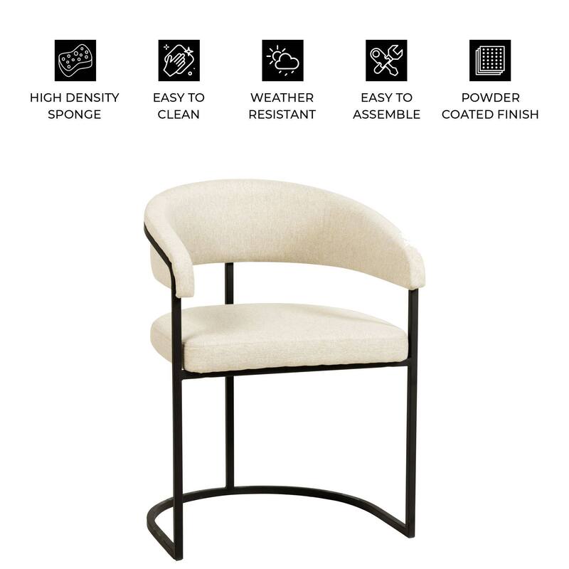 LeisureMod Set of 2 Aero Upholstered in Leather Dining Chair in Iron Accent Armchair in Polyester for Home & Kitchen
