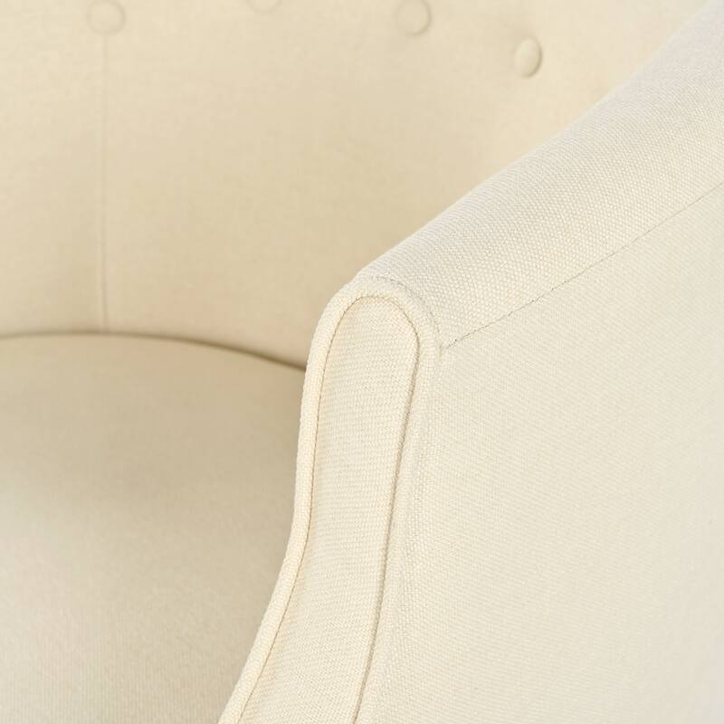 Fabric Modern Club Chair with Button-Tufted Back and Birch Wood Legs