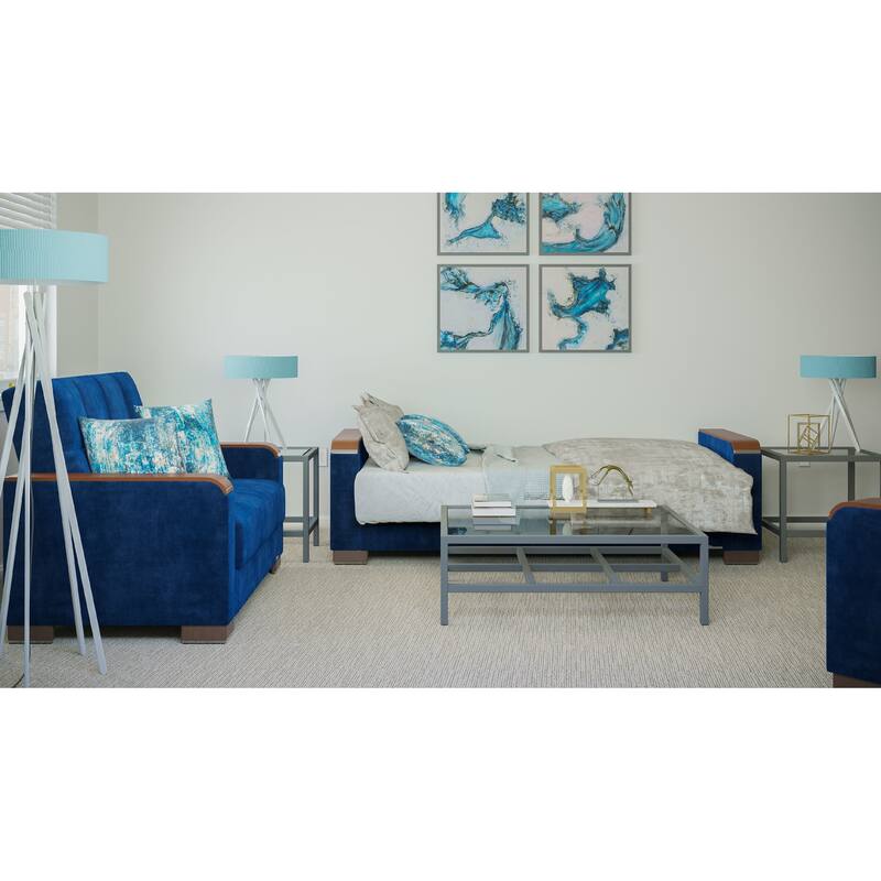 Collection Upholstered Convertible Loveseat With Storage