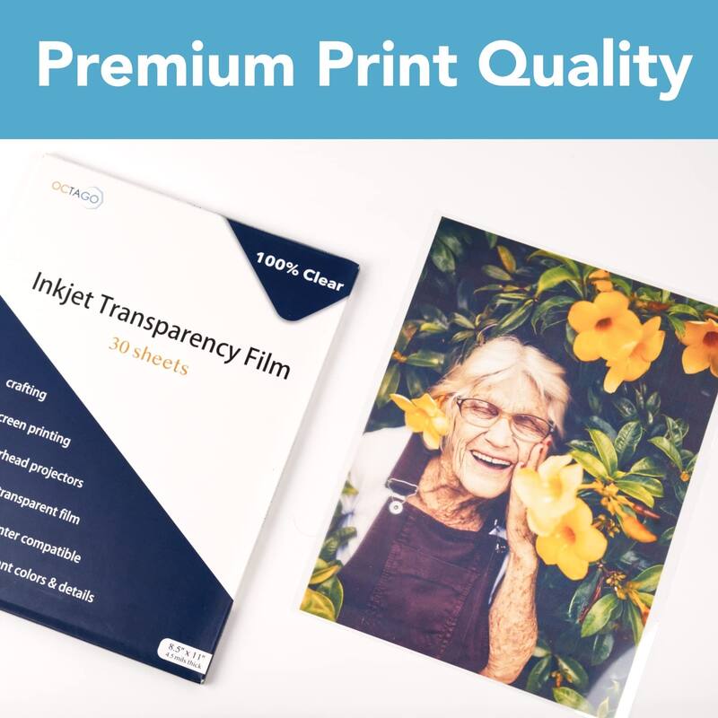 Paper Junkie Inkjet Transparency Paper for Printers (8.5x11 Inches) - 30 Sheets