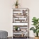 preview thumbnail 8 of 8, HOMCOM 4-Tier Shelving Bookcase Storage Cupboard with Pull Out Drawer, and Wooden Frame with X Bar Stability, White