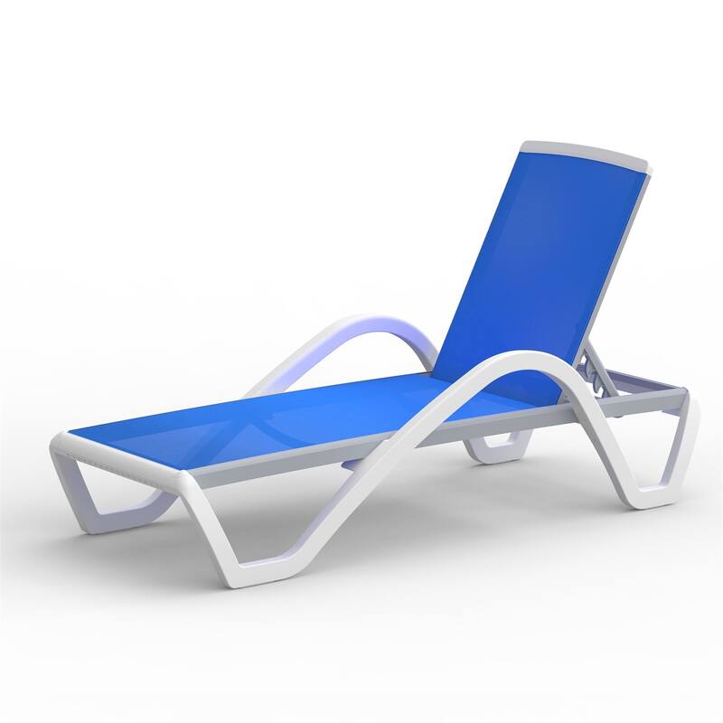 5 Adjustable Aluminum Textilene Outdoor Chaise Lounge Chair in Brown Set 1