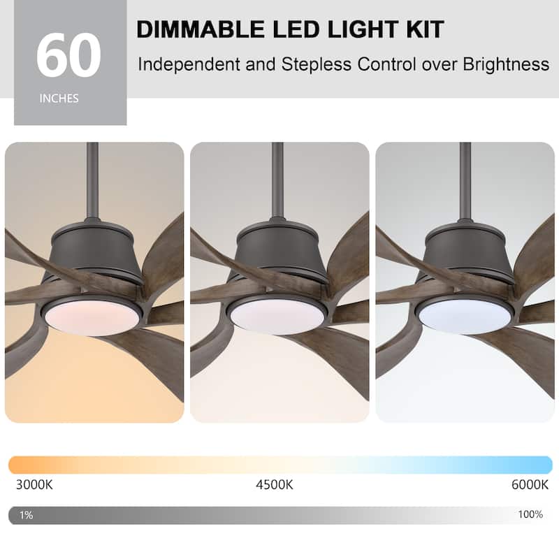 MLiAN 60 inch 6-Blades Indoor Smart LED Ceiling Fan With Remote... - 60inch