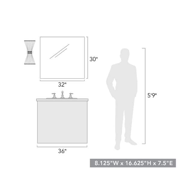 dimension image slide 1 of 2, Golden Lighting Avon 2-light Wall Sconce in Matte Black