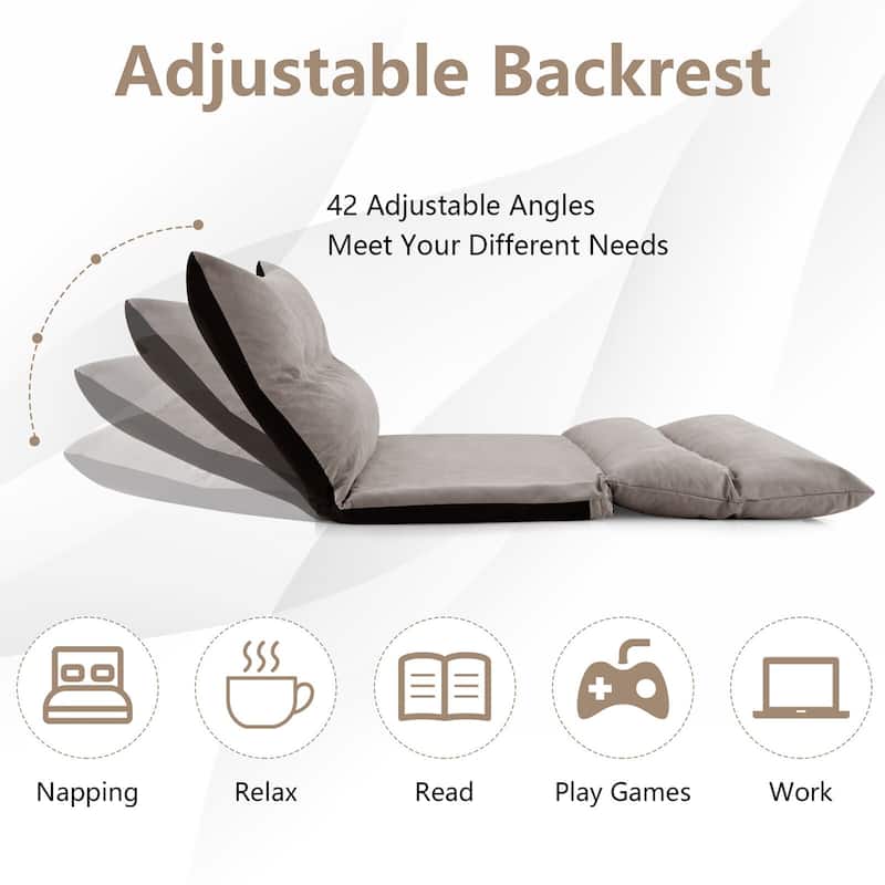 Convertible Lazy Sofa Bed with Adjustable Backrest& Lumbar Pillows